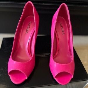 Paprika Fuchsia Peep-Toe Heels